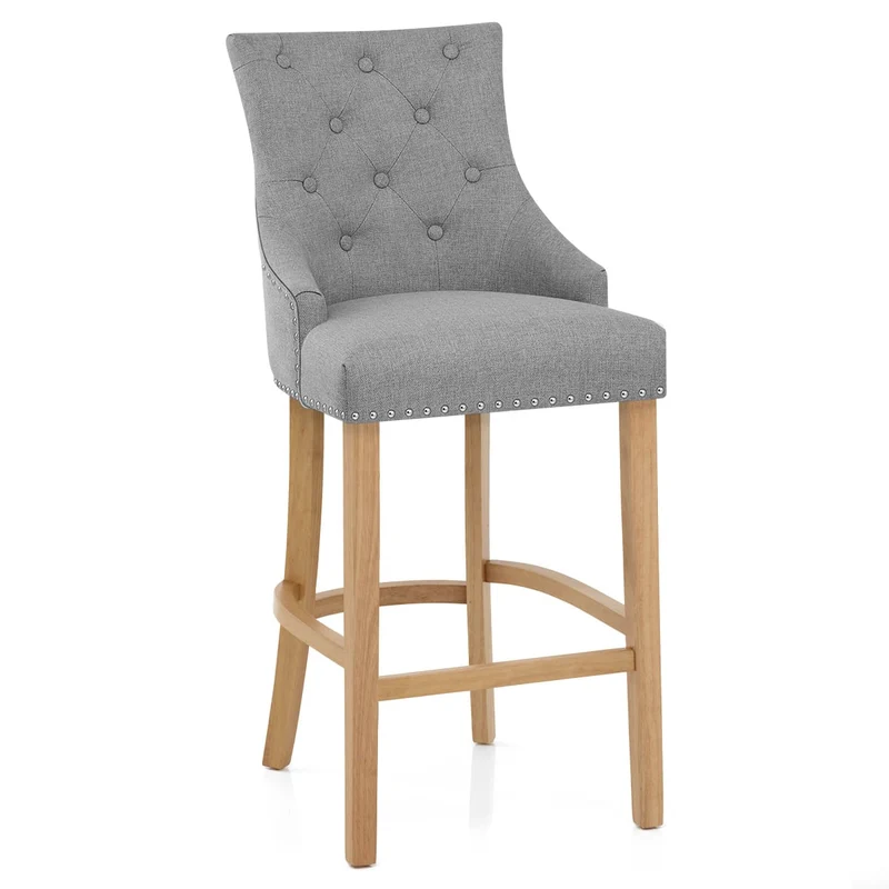 Chaise de Bar Chêne Tissu - Ascot Gris