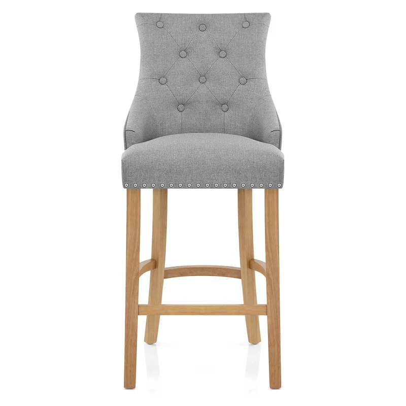 Chaise de Bar Chêne Tissu - Ascot Gris