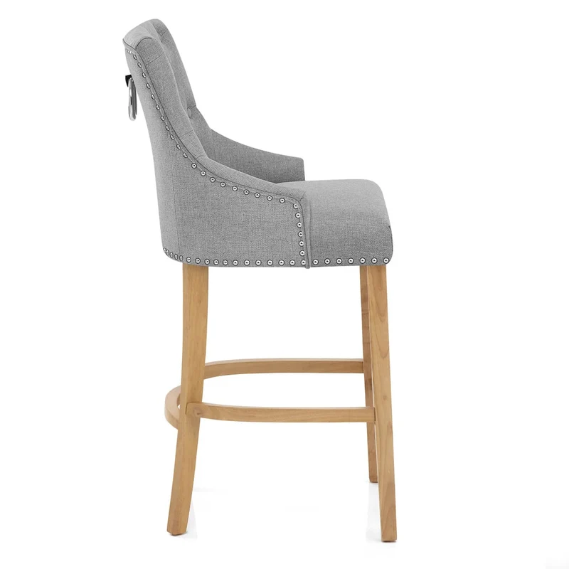 Chaise de Bar Chêne Tissu - Ascot Gris