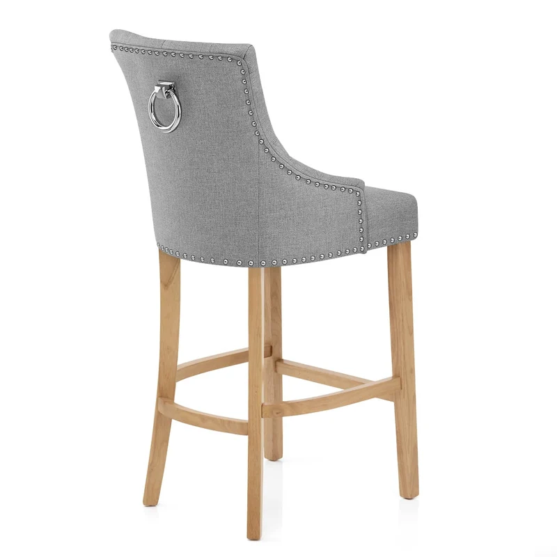Chaise de Bar Chêne Tissu - Ascot Gris