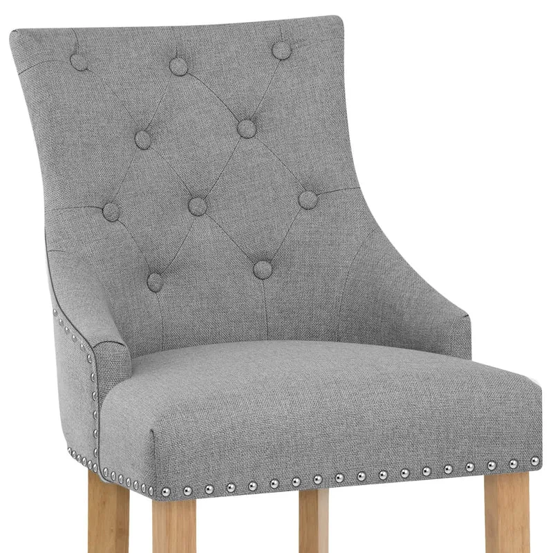 Chaise de Bar Chêne Tissu - Ascot Gris