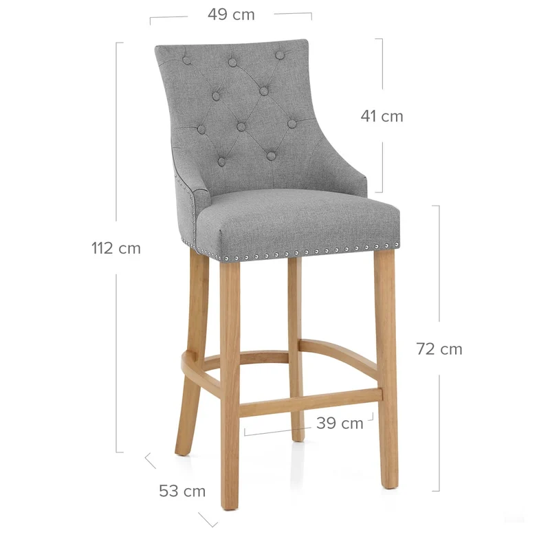Chaise de Bar Chêne Tissu - Ascot Gris