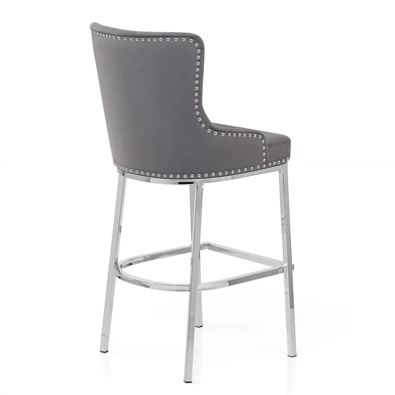 Chaise de Bar Velours Métal - Grange Gris