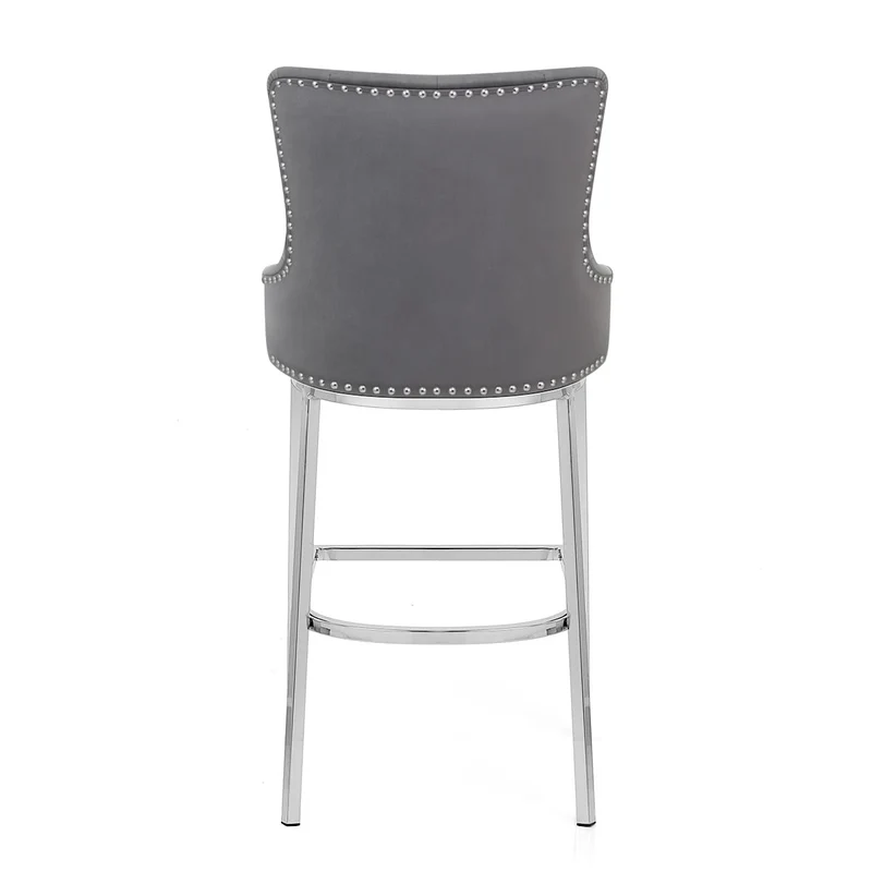 Chaise de Bar Velours Métal - Grange Gris