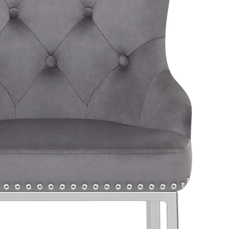 Chaise de Bar Velours Métal - Grange Gris
