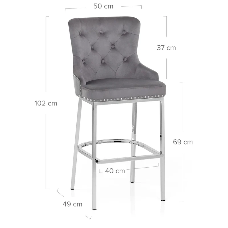 Chaise de Bar Velours Métal - Grange Gris