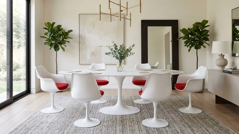 TULIP Oval table extensible plateau en laminé