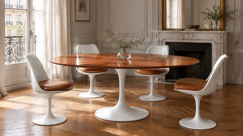 Tulip oval table à manger plateau en bois