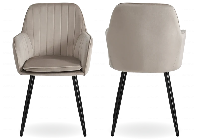 Chaise fauteuil velours taupe noir - Avas x2