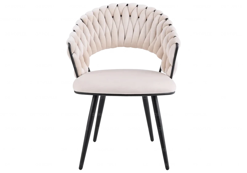 Chaise de table velours beige pieds noirs - Petra x2