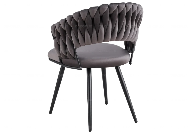 Chaise de table velours anthracite pieds noirs - Petra x2