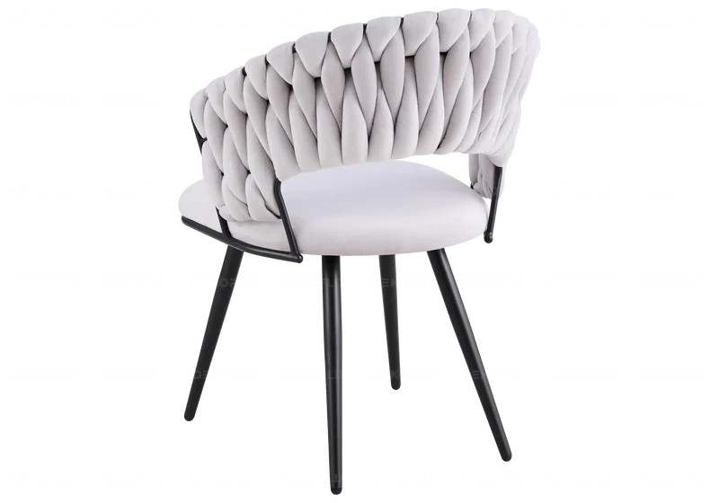 Chaise de table velours gris pieds noirs - Petra x2