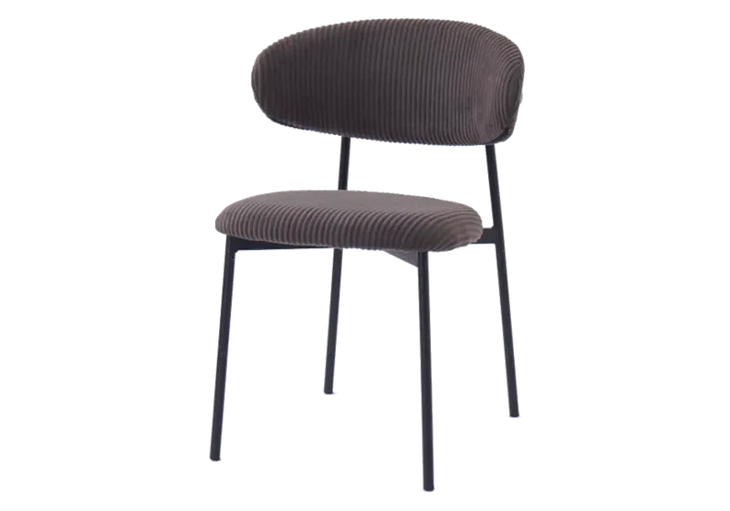 Chaise de table velours côtelé gris pieds noir - Asna x4