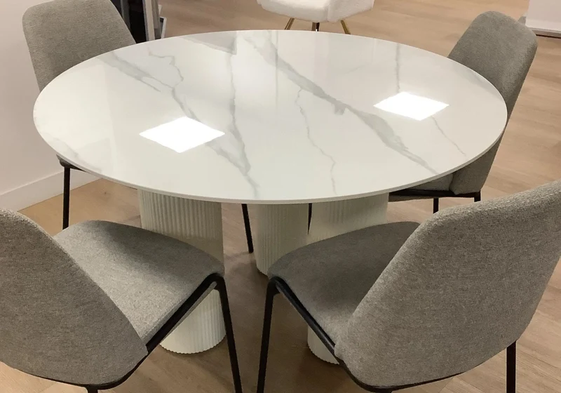 Table à manger céramique marbre blanc - Elio