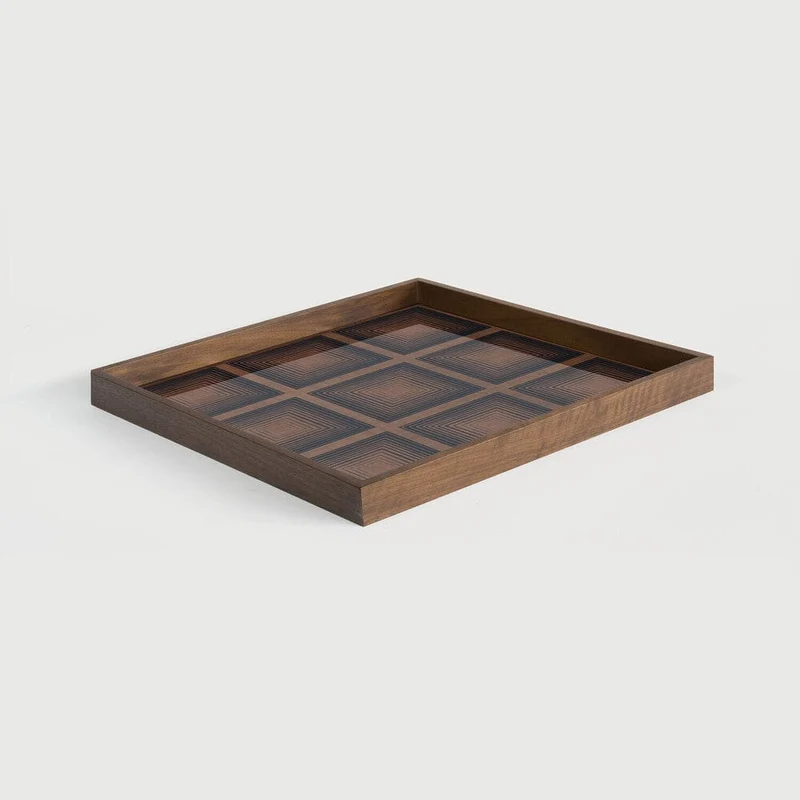 Ethnicraft Plateau Carré en Verre - Encre