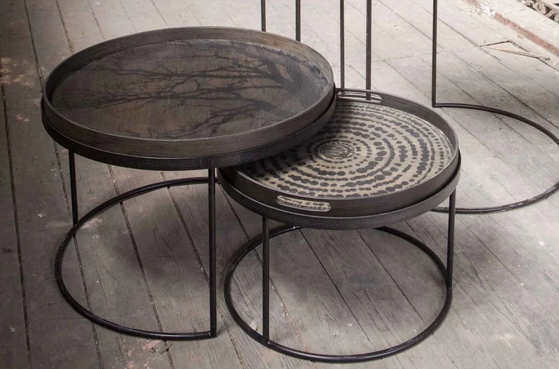 Ethnicraft Plateau en Bois Tree – Arbre Noir Ø 61cm