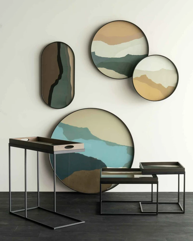 Ethnicraft Plateau en Verre Wabi Sabi – Graphite Ø 61 cm
