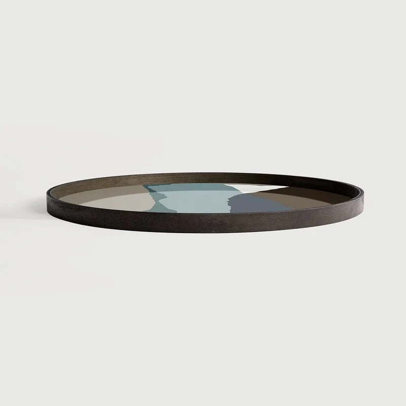 Ethnicraft Plateau en Verre Wabi Sabi – Graphite Ø 61 cm