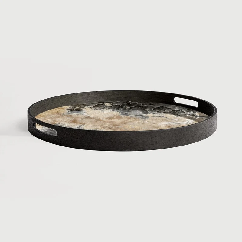 Ethnicraft Plateau en Verre Organic – Noir Ø 48cm