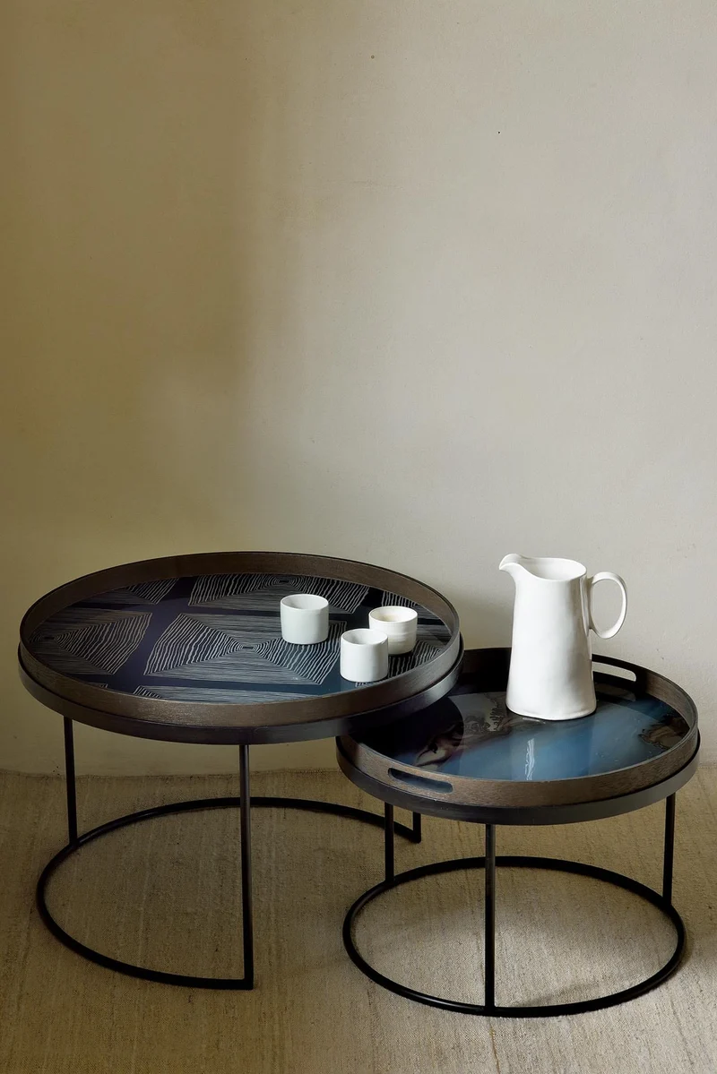 Ethnicraft Plateau en Verre Organic – Slate Ø 48cm