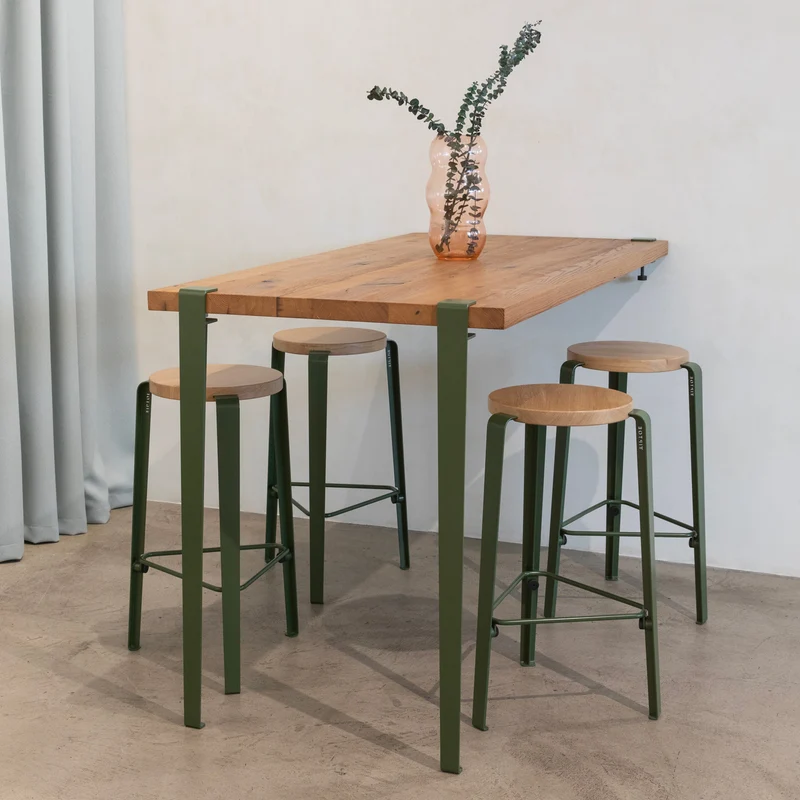 Table haute murale TIPTOE - bois ancien recyclé