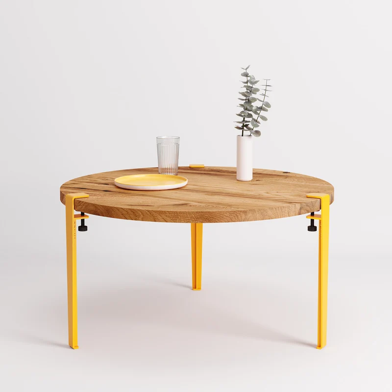 Table basse ronde TIPTOE Ø 80cm - bois ancien recyclé