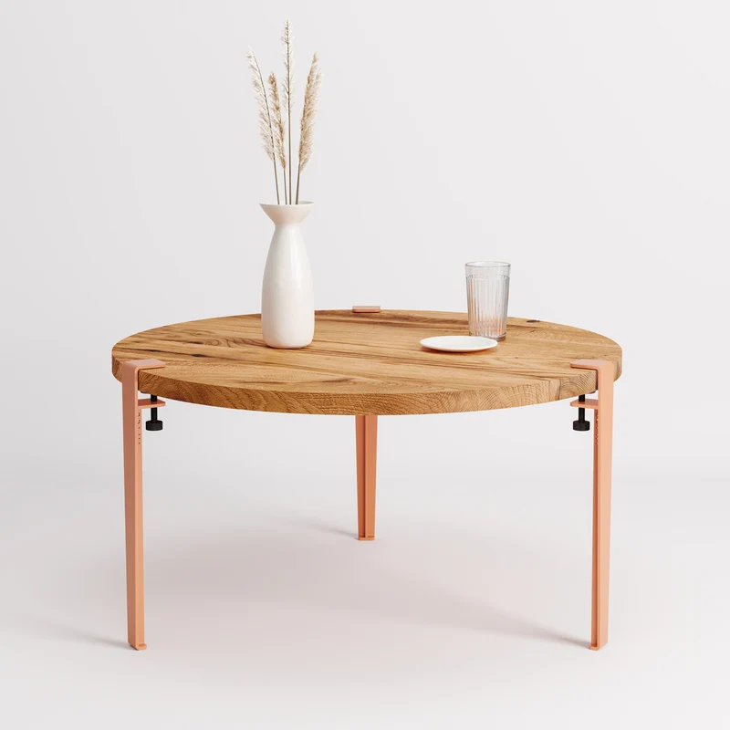 Table basse ronde TIPTOE Ø 80cm - bois ancien recyclé