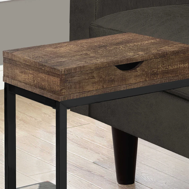 Table d'appoint en MDF/stratifié et métal noir avec 1 tiroir - I 3406-3407