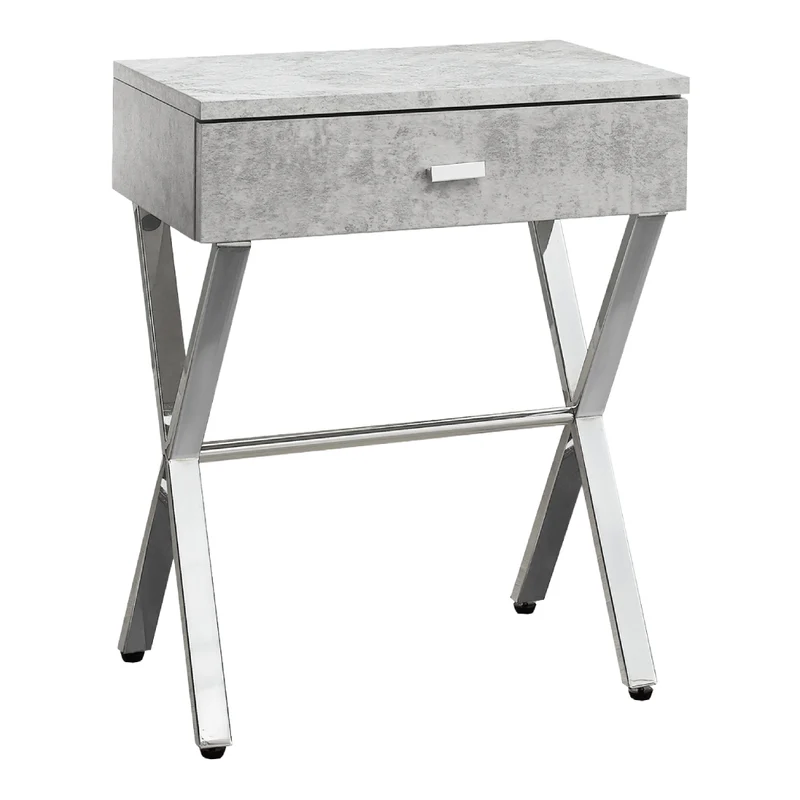 Table d'appoint en MDF/stratifié et métal chromé avec 1 tiroir - I 3262-3263-3265-3450