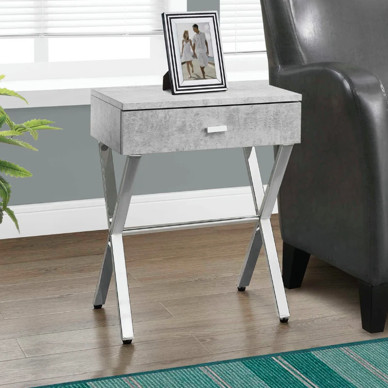 Table d'appoint en MDF/stratifié et métal chromé avec 1 tiroir - I 3262-3263-3265-3450