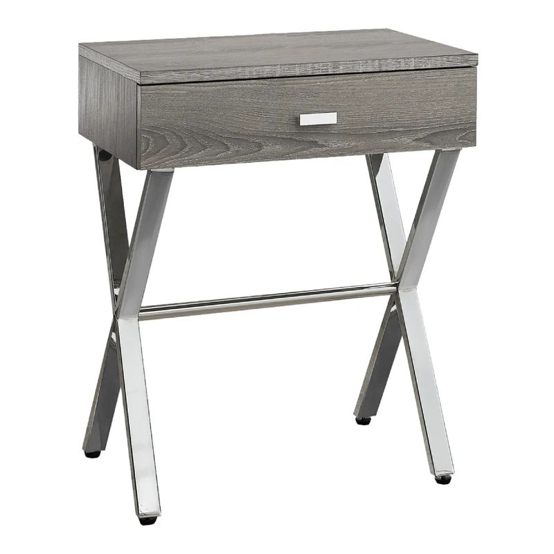 Table d'appoint en MDF/stratifié et métal chromé avec 1 tiroir - I 3262-3263-3265-3450