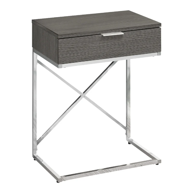 Table d'appoint en MDF/stratifié et métal chromé avec 1 tiroir - I 3470-3471-3474-3475