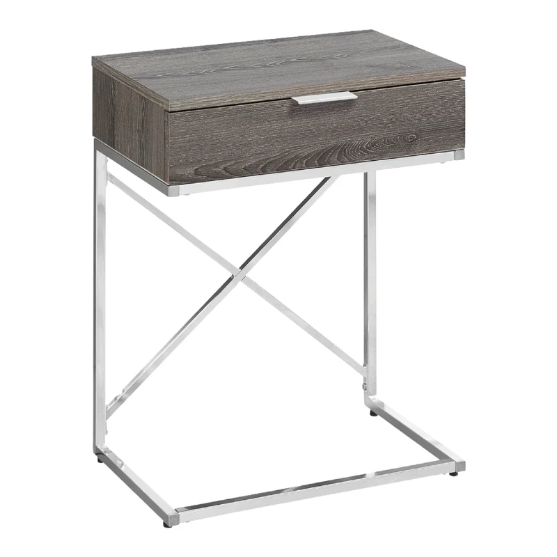 Table d'appoint en MDF/stratifié et métal chromé avec 1 tiroir - I 3470-3471-3474-3475