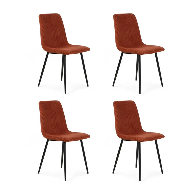 Chaise repas velours côtelé terracotta