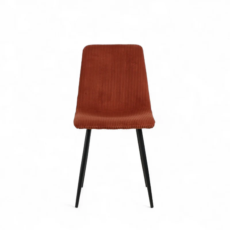 Chaise repas velours côtelé terracotta