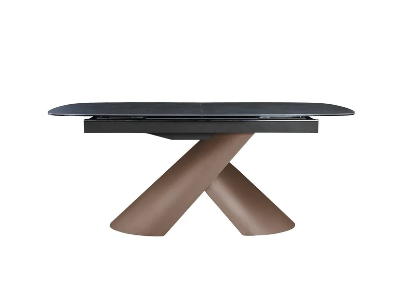 Table à manger extensible pieds métal marron plateau céramique 180-240 cm MILANO