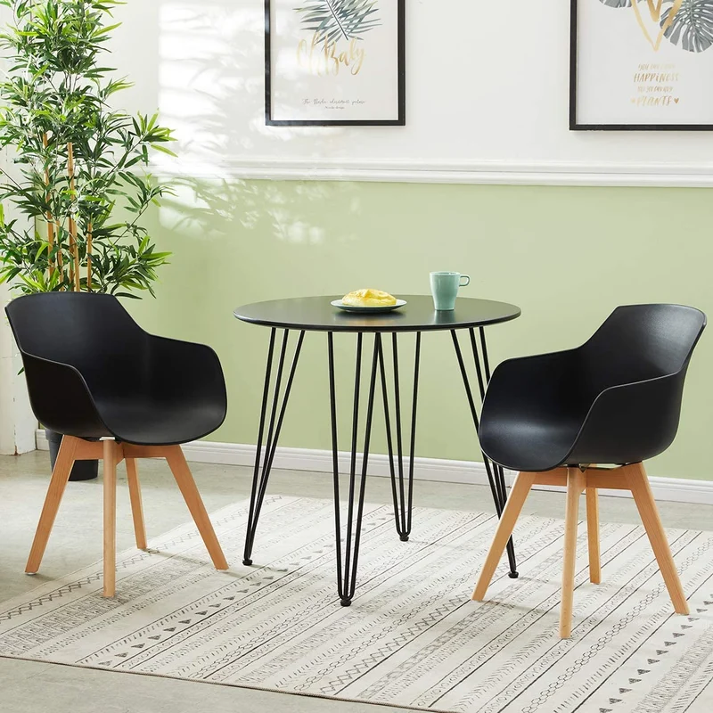 Chaises Scandinaves de Salle à Manger en Bein Hêtre avec Lot de 2/4 - Noir/Blanc/Gris-CLOVER