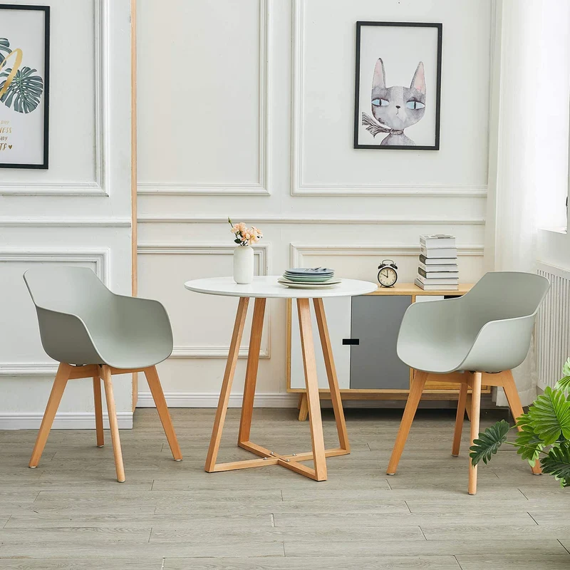 Chaises Scandinaves de Salle à Manger en Bein Hêtre avec Lot de 2/4 - Noir/Blanc/Gris-CLOVER