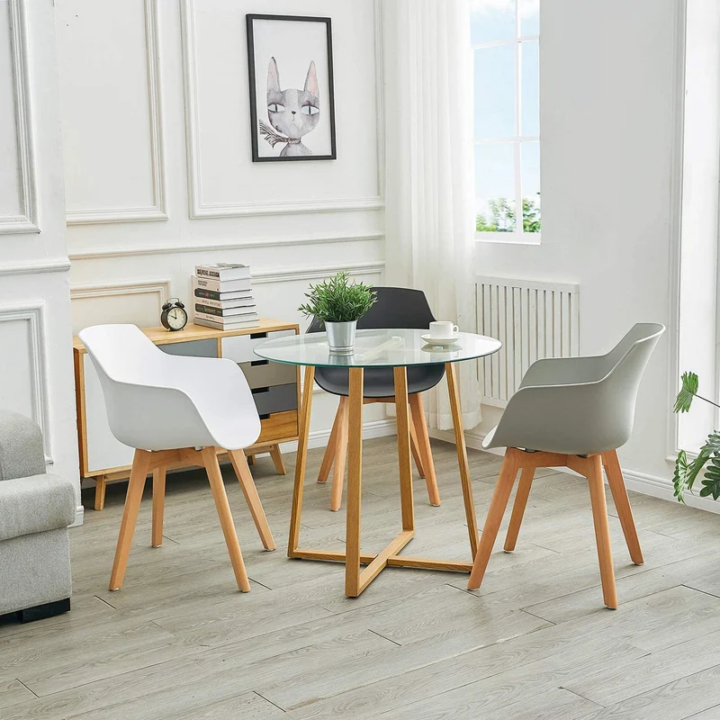 Chaises Scandinaves de Salle à Manger en Bein Hêtre avec Lot de 2/4 - Noir/Blanc/Gris-CLOVER