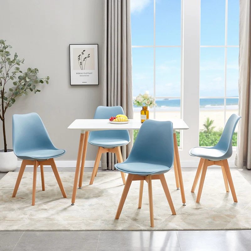 Chaise Scandinave de Salle à Manger en PP - Couleurs variées avec pieds Hêtre-Tulip