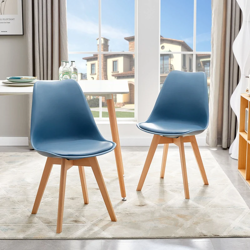 Chaise Scandinave de Salle à Manger en PP - Couleurs variées avec pieds Hêtre-Tulip