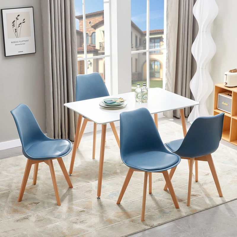 Chaise Scandinave de Salle à Manger en PP - Couleurs variées avec pieds Hêtre-Tulip