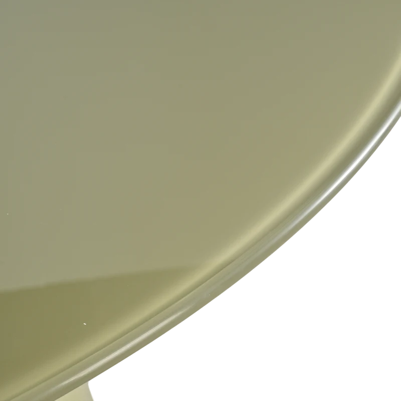 Table repas D120 en verre vert de gris brillant