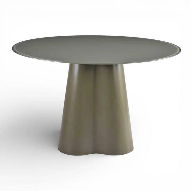 Table repas D120 en verre vert mat