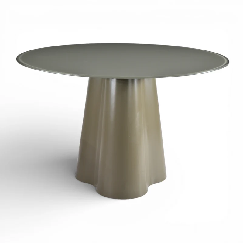 Table repas D120 en verre vert mat