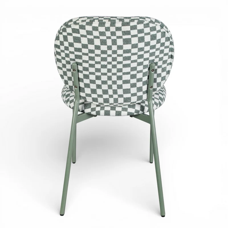 Chaise repas tissu vert amande et blanc