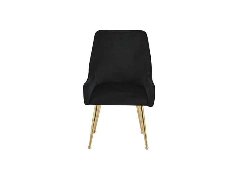Lot de 2 chaises en velours noir pieds en métal doré DORY