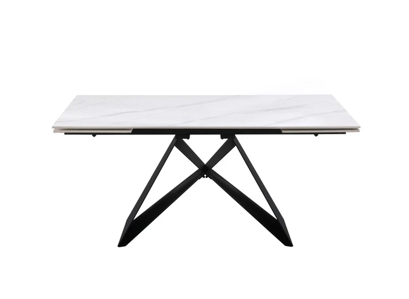 Table à manger extensible en métal noir avec plateau en céramique blanc 160-240 cm HELSINKI