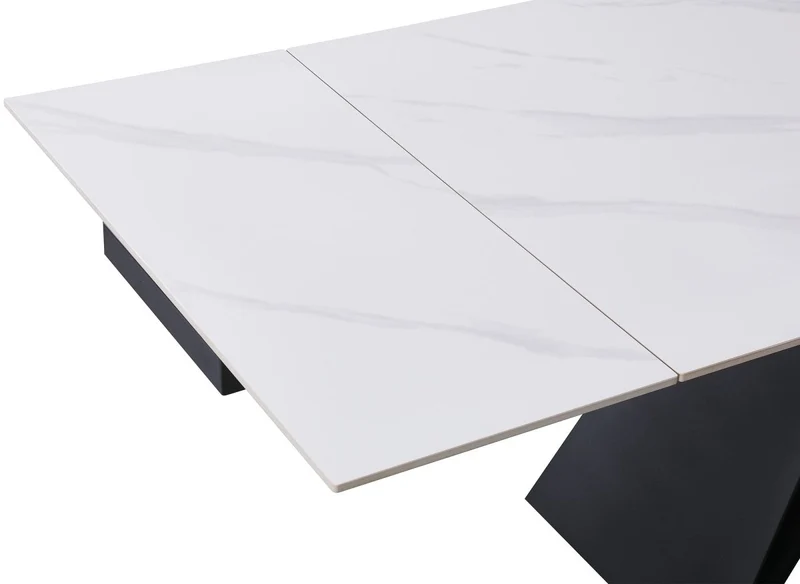 Table à manger extensible en métal noir avec plateau en céramique blanc 160-240 cm HELSINKI