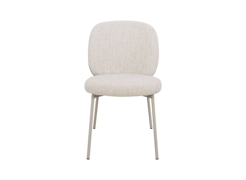 Lot de 2 chaises en tweed écru et pieds en métal gris MARCUS